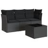 vidaXL 4-delige Loungeset met kussens poly rattan zwart