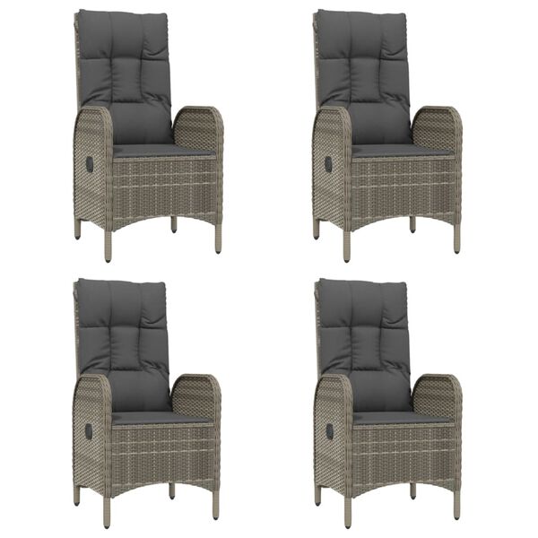 vidaXL 5-delige Tuinset met kussens poly rattan zwart en grijs