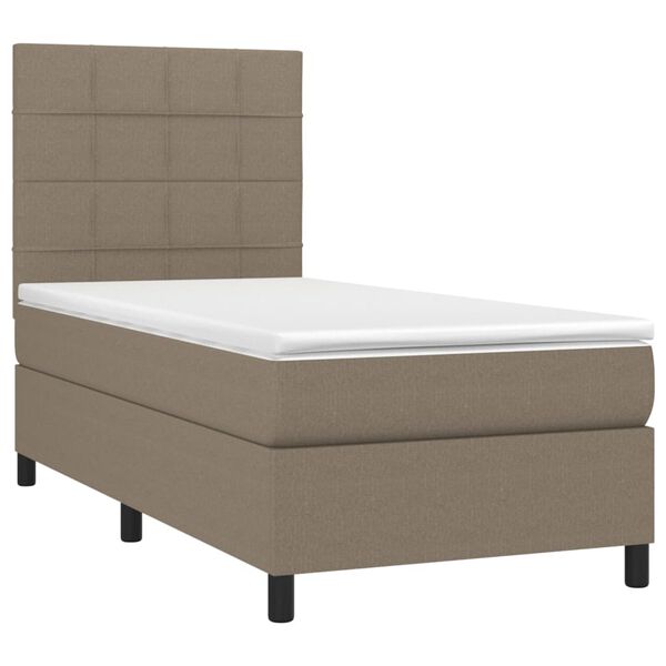 vidaXL Boxspring met matras en LED stof taupe 90x190 cm