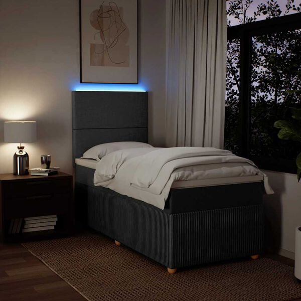 vidaXL Boxspring met matras stof donkergrijs 90x190 cm