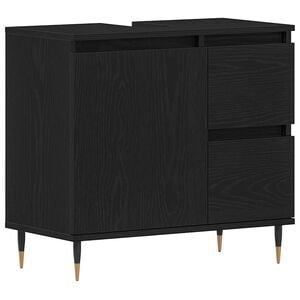 vidaXL Badkamer Kast Zwart Eiken 65 x 33 x 60 cm Bewerkt hout