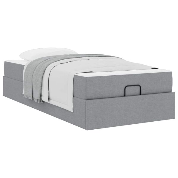 vidaXL Bedframe met matras met matras 2 pcs Lichtgrijs Stof