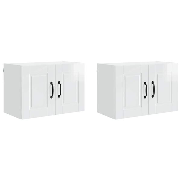 vidaXL Keukenkast 2 pcs Hoogglans wit 60 x 31 x 40 cm Bewerkt hout