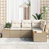 vidaXL Tuinbankenset met kussen 4 pcs Beige en Crème Polyrattan