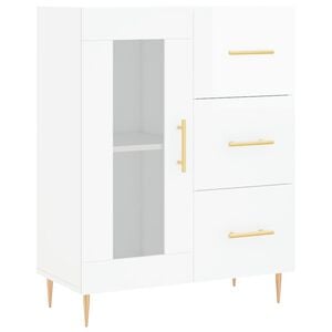 vidaXL Dressoir 69,5x34x90 cm bewerkt hout hoogglans wit