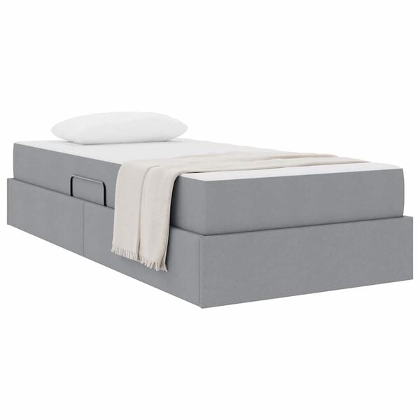vidaXL Opbergbed met matras Lichtgrijs 90 x 190 cm Polyester