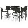 vidaXL 7-delige Tuinbar poly rattan zwart