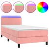 vidaXL Boxspring met matras en LED fluweel roze 100x200 cm