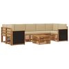 vidaXL Buiten bankenset 8 pcs Natuurlijk en Beige Massief Acaciahout