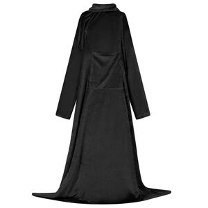 vidaXL Deken hoodie Zwart F Flanel