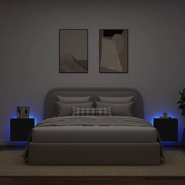 vidaXL Tv-wandmeubelen met LED-verlichting 2 st 40,5x35x40 cm zwart