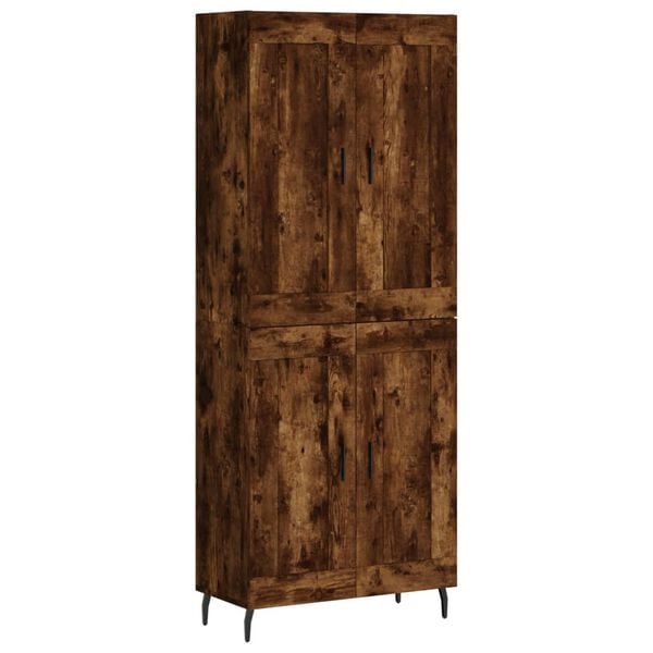 vidaXL Hoge kast 69,5x34x180 cm bewerkt hout gerookt eikenkleurig