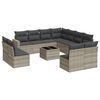 vidaXL 12-delige Loungeset met kussens poly rattan lichtgrijs