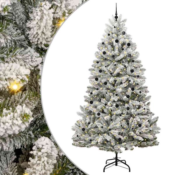 vidaXL Kunstkerstboom met 300 LED Groen en Wit 300 cm PVC en Metaal