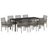 vidaXL Tuin eettafelset 9 st Grijs poly rattan