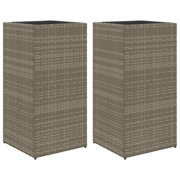 vidaXL Plantenbakken 2 st 40x40x80 cm poly rattan grijs