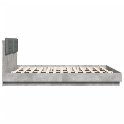 vidaXL Bedframe met hoofdeinde bewerkt hout betongrijs 200x200 cm
