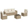 vidaXL 6-delige Loungeset met kussens poly rattan beige