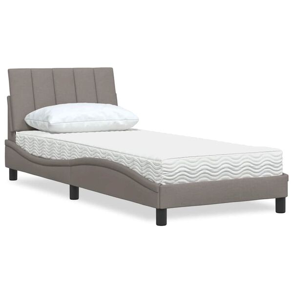 vidaXL Bed met matras "Hanko" stof taupe 80x200 cm
