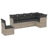 vidaXL 6-delige Loungeset met kussens poly rattan lichtgrijs