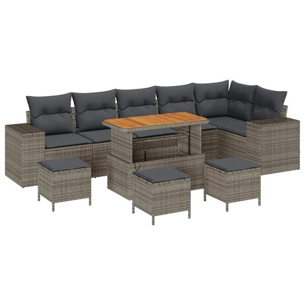 vidaXL Tuin Sofa Set met kussen 10 pcs Grijs poly rattan