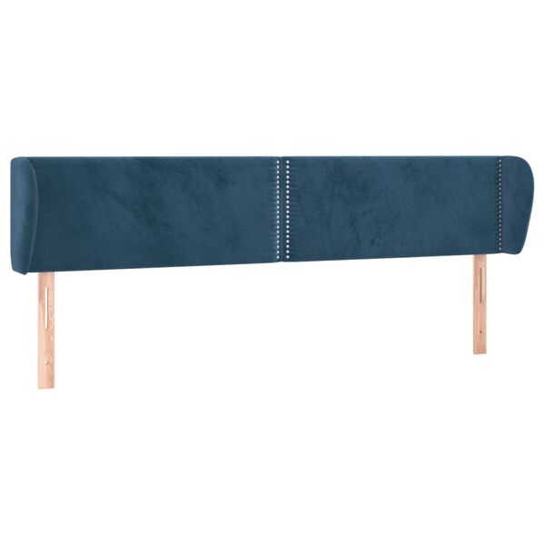 vidaXL Hoofdbord met randen 163x23x78/88 cm fluweel donkerblauw