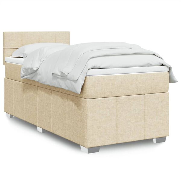 vidaXL Boxspring met matras stof cr&egrave;mekleurig 80x200 cm