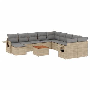 vidaXL 12-delige Loungeset met kussens poly rattan beige