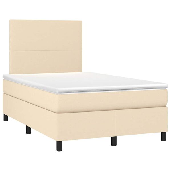 vidaXL Boxspring met matras en LED stof cr&egrave;mekleurig 120x190 cm
