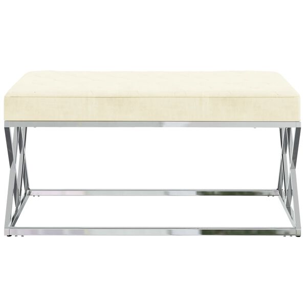 vidaXL Bankje fluweel en roestvrij staal cr&egrave;mekleurig