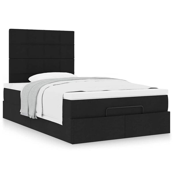 vidaXL Ottoman bed met matras 120x200cm stof zwart