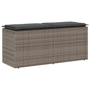 vidaXL Tuinbank met kussen 110x40x44 cm poly rattan grijs