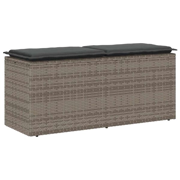 vidaXL Tuinbank met kussen 110x40x44 cm poly rattan grijs