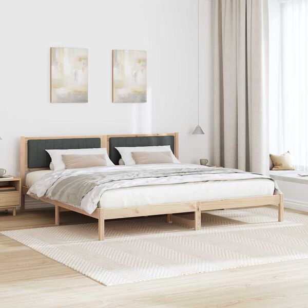 vidaXL Bedframe Donkergrijs 200 x 200 cm Massief grenenhout