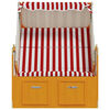 vidaXL Strandstoel met luifel poly rattan en massief hout rood en wit