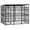 vidaXL Hondenkennel met dak 5,53 m&sup2; staal