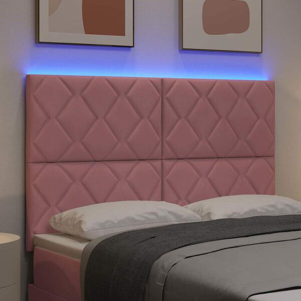 vidaXL LED Hoofdbord Roze 160 cm Nep Leer