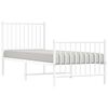 vidaXL Bedframe met hoofd- en voeteneinde metaal wit 75x190 cm