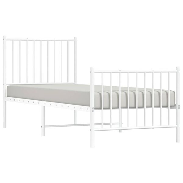 vidaXL Bedframe met hoofd- en voeteneinde metaal wit 75x190 cm