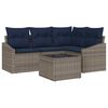 vidaXL Tuinbankenset met kussen 5 pcs Grijs en Marineblauw poly rattan
