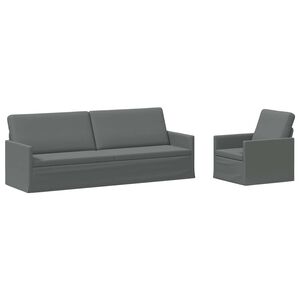 vidaXL Bankstel 2 pcs Donkergrijs Stof