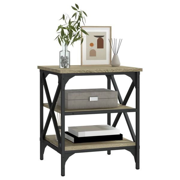 vidaXL Bijzettafel 40x42x50 cm bewerkt hout sonoma eikenkleurig