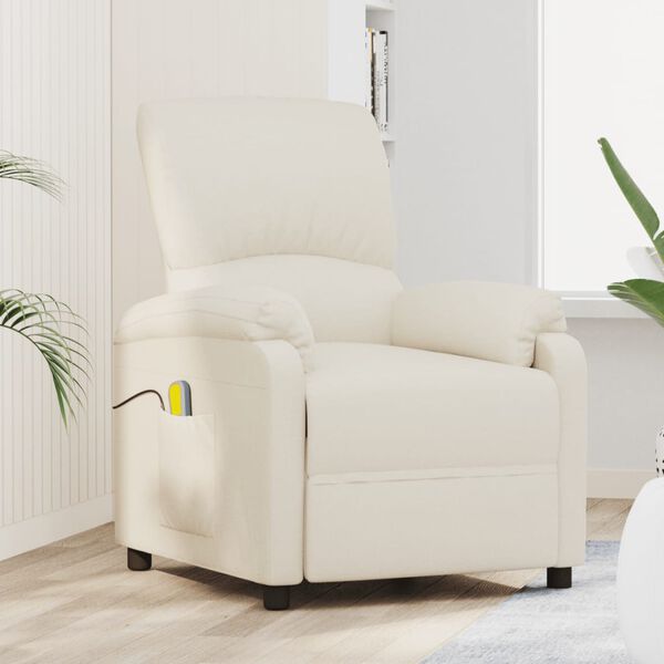 vidaXL Massagestoel stof cr&egrave;mekleurig