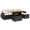 vidaXL 6-delige Loungeset met kussens poly rattan zwart