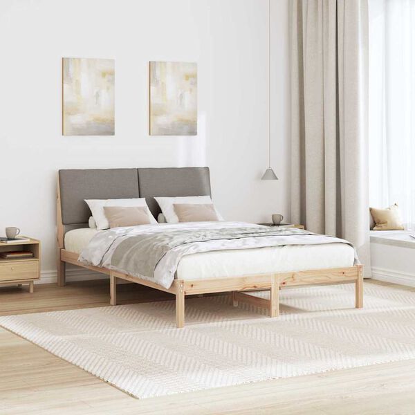 vidaXL Bedframe Bruin en taupe 160 x 200 cm Massief grenenhout