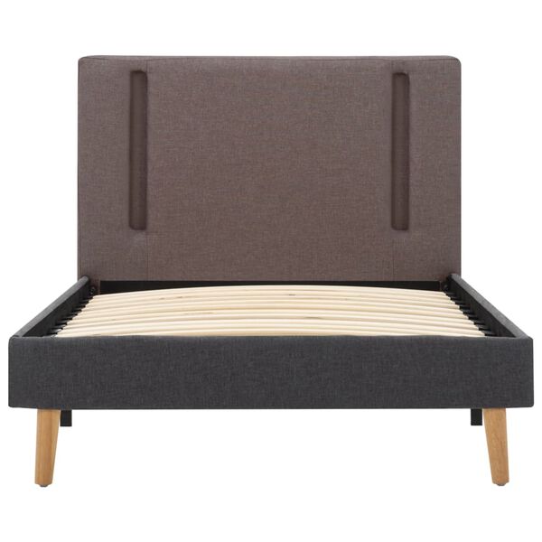 vidaXL Bedframe met LED stof taupe en donkergrijs 100x200 cm