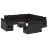 vidaXL 14-delige Loungeset met kussens poly rattan zwart