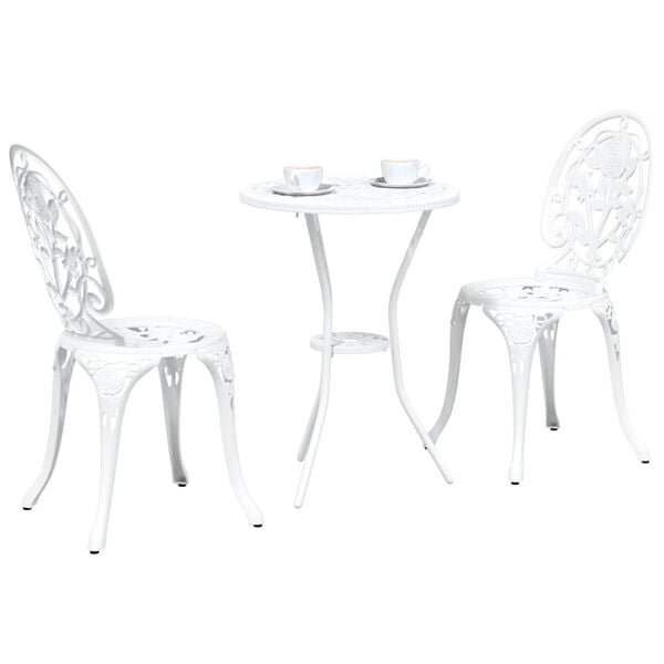 vidaXL Tuin Bistro Set 3 pcs Wit Aluminium