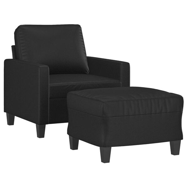 vidaXL Fauteuil met voetenbank 60 cm kunstleer zwart