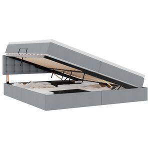 vidaXL Opbergbed met LED met matras Lichtgrijs 200 x 200 cm Stof